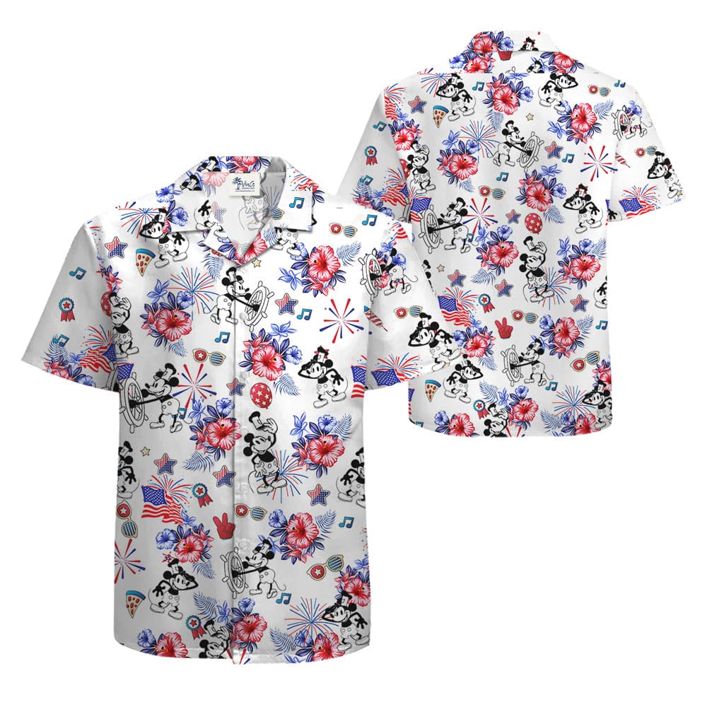 Mickey Mouse Steamboat Willie 4th Of July Hawaiian Shirt1