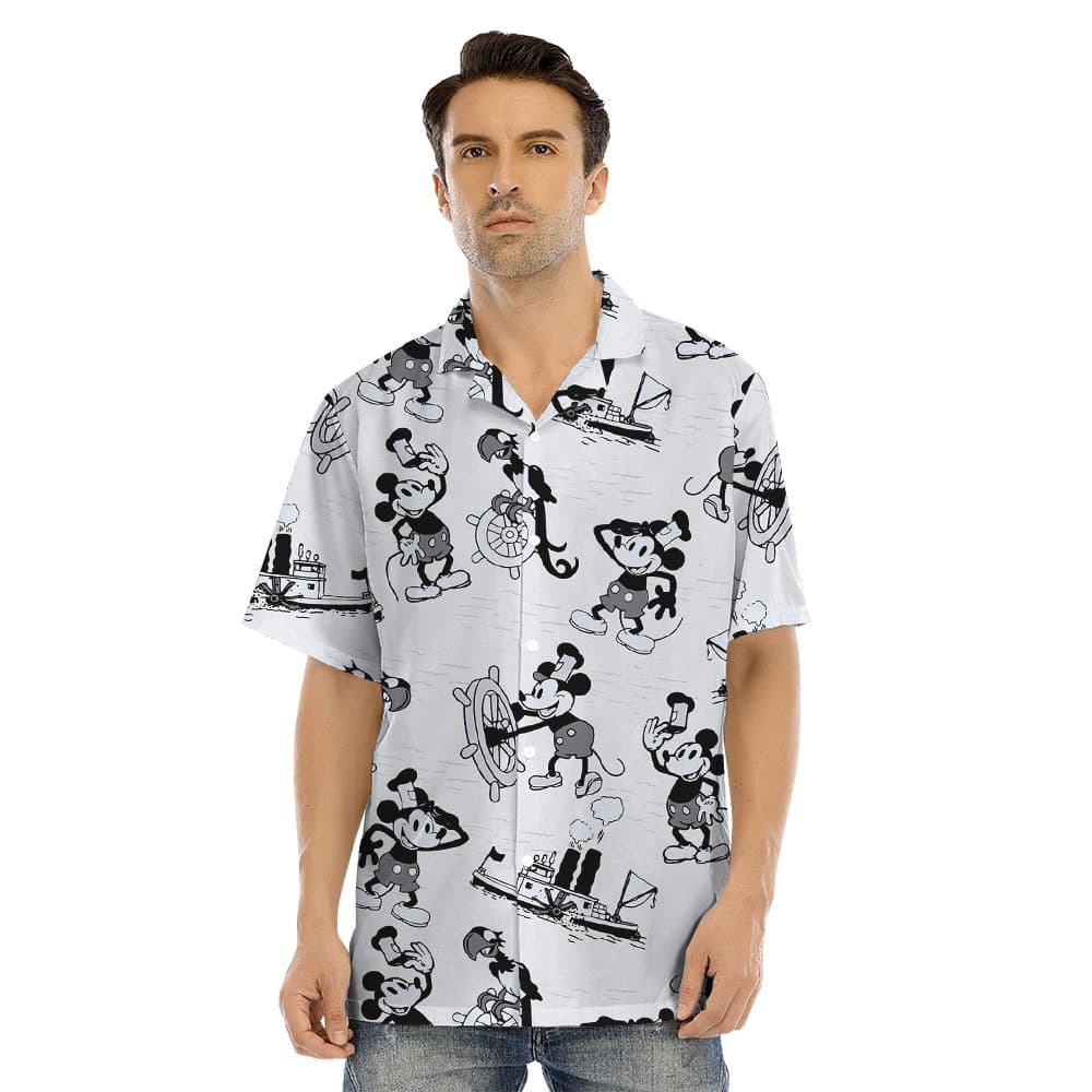 Mickey Steamboat Willie Mens Womens Matching Hawaiian Outfits1