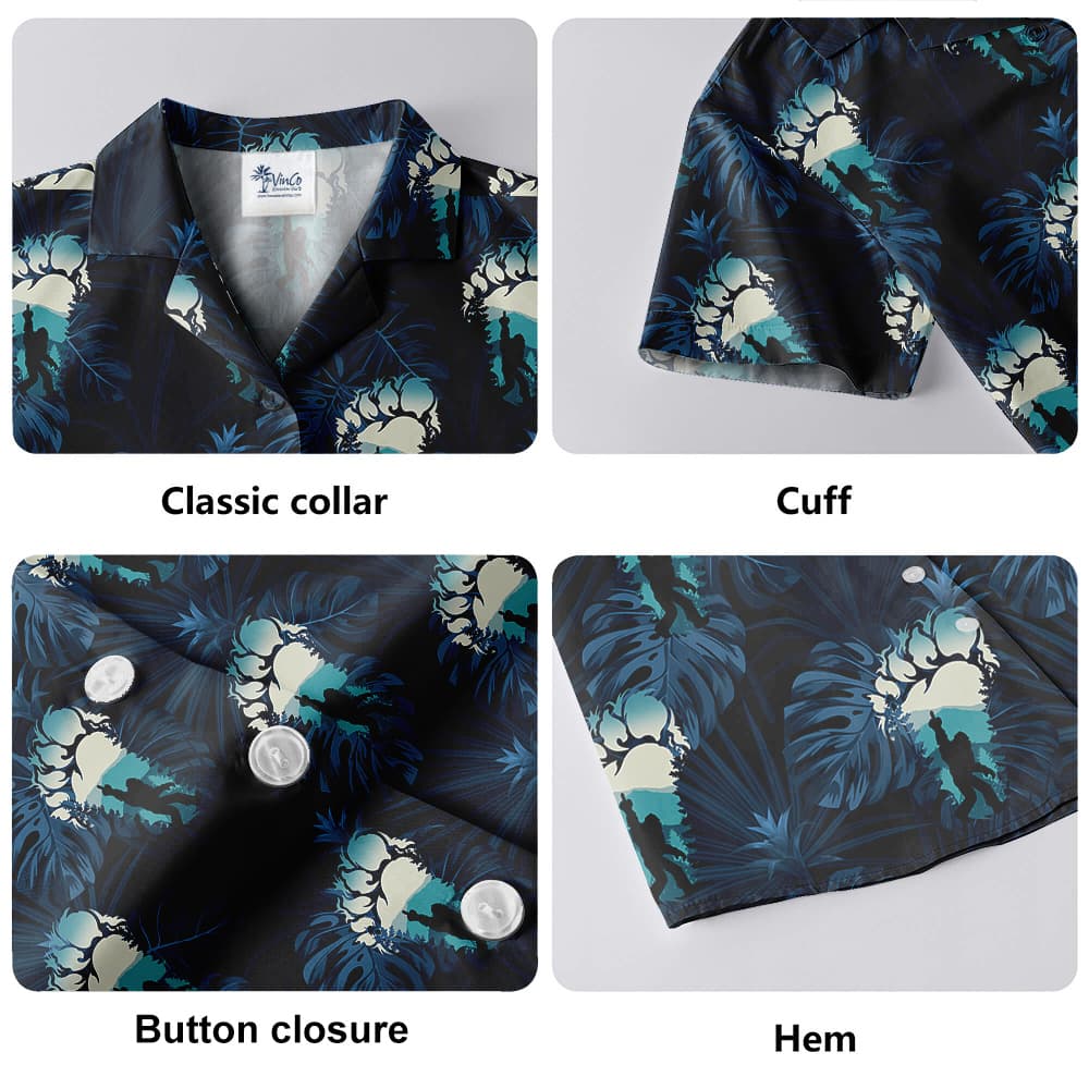 Navy Tropical Bigfoot Hawaiian Shirt