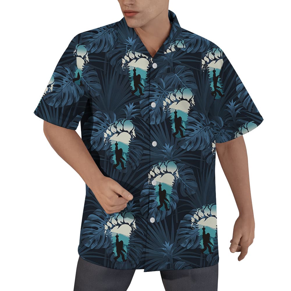 Navy Tropical Bigfoot Hawaiian Shirt (5)
