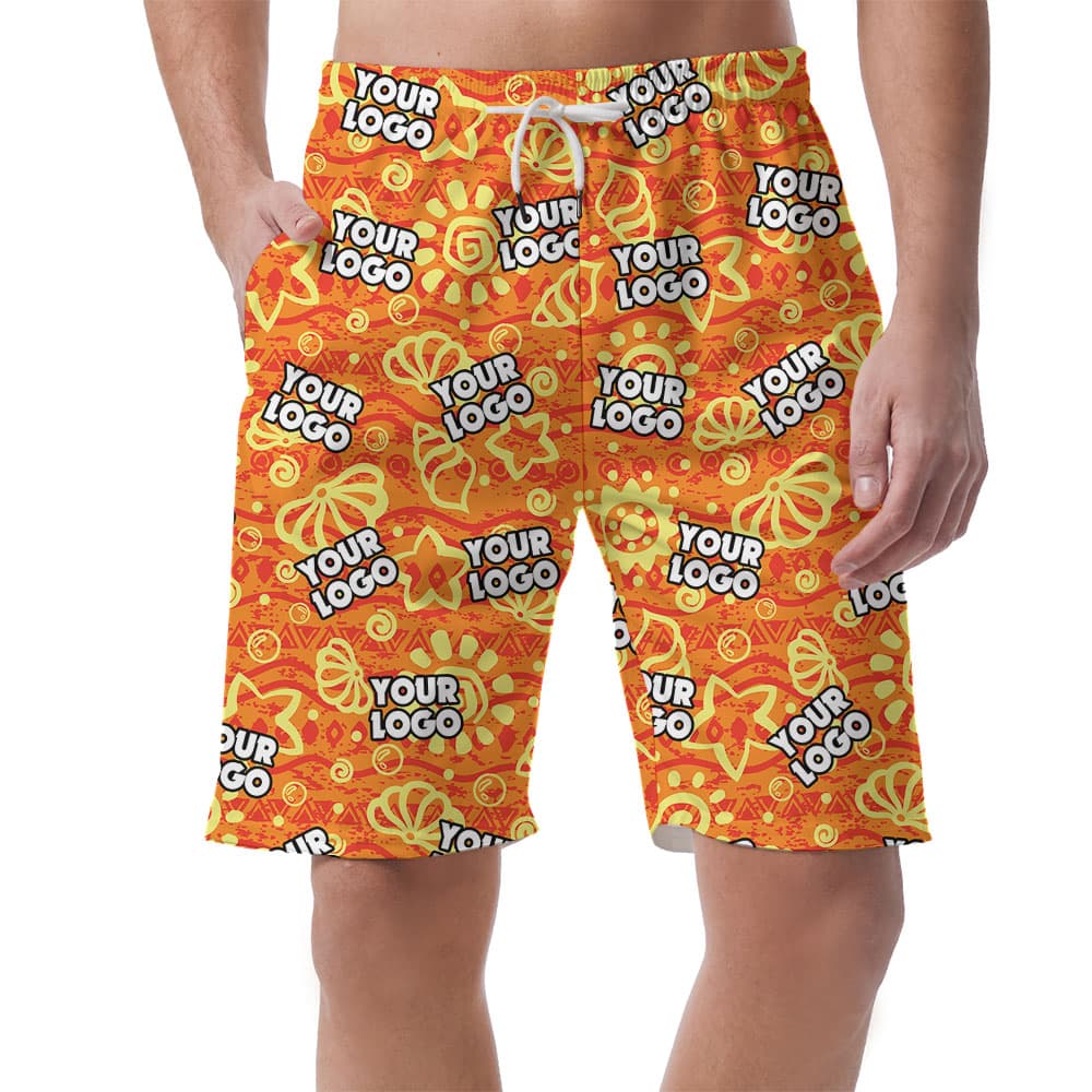 Orange Vintage Hawaiian Shorts With Custom Logo1