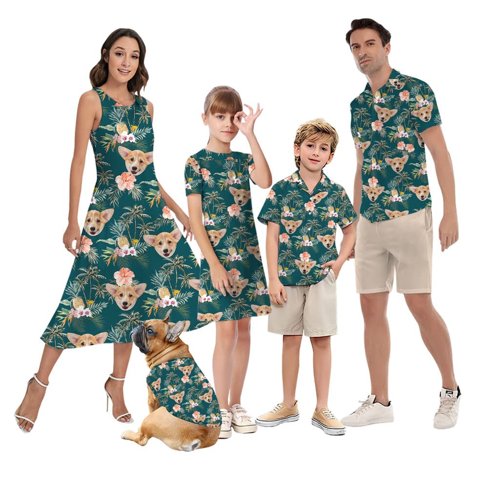 Palm Tree Beach Themed Hawaiian Shirt With Custom Faces1
