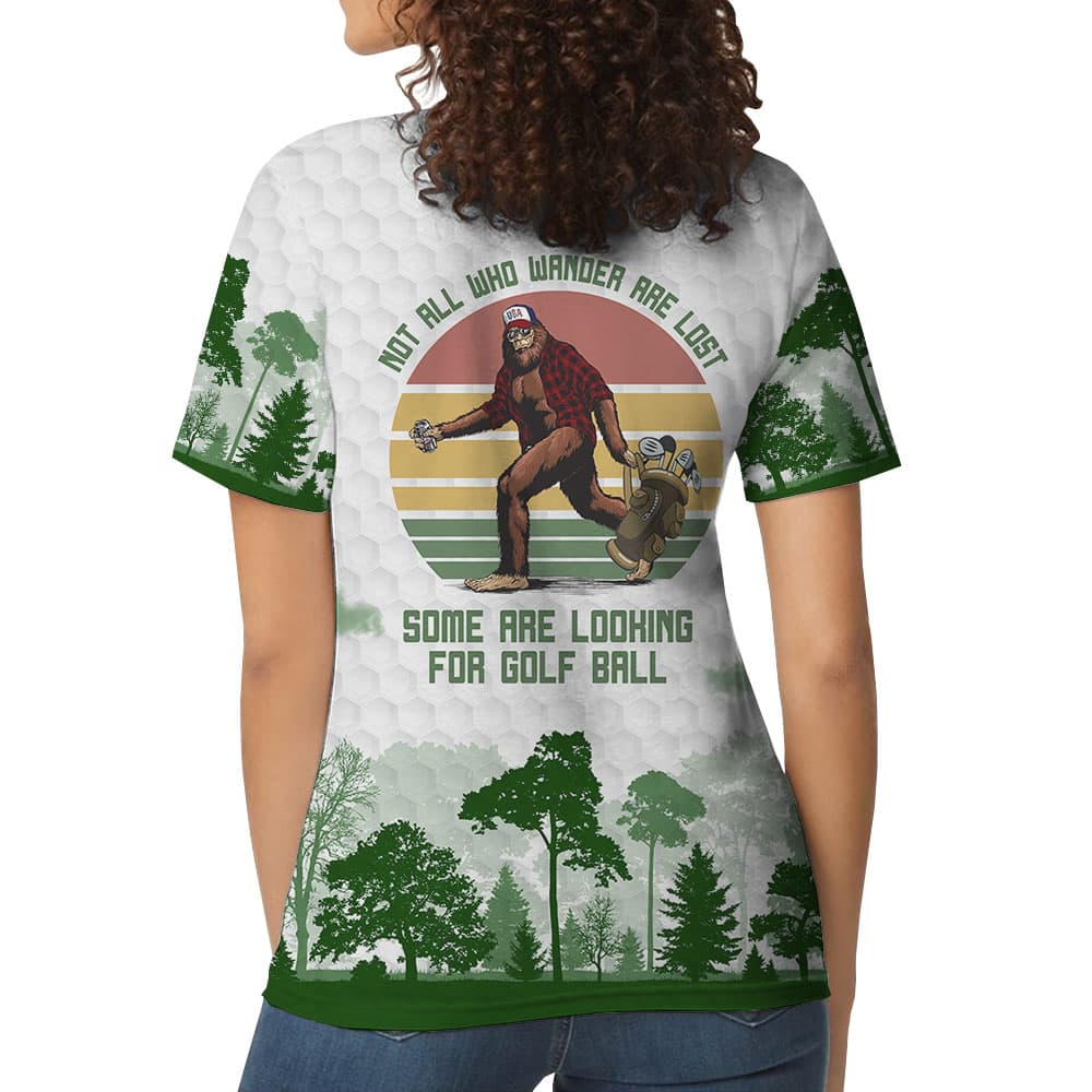 Personalized Bigfoot Finding Golf Ball Women's Polo4