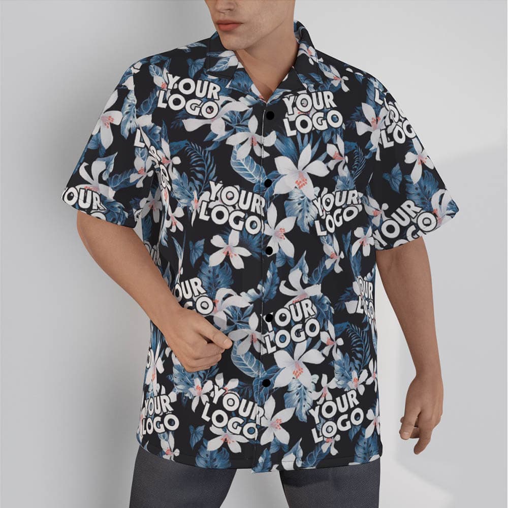 Personalized Logo Hawaiian Shirt Tropical Print, Custom Logo Hawaiian Shirt