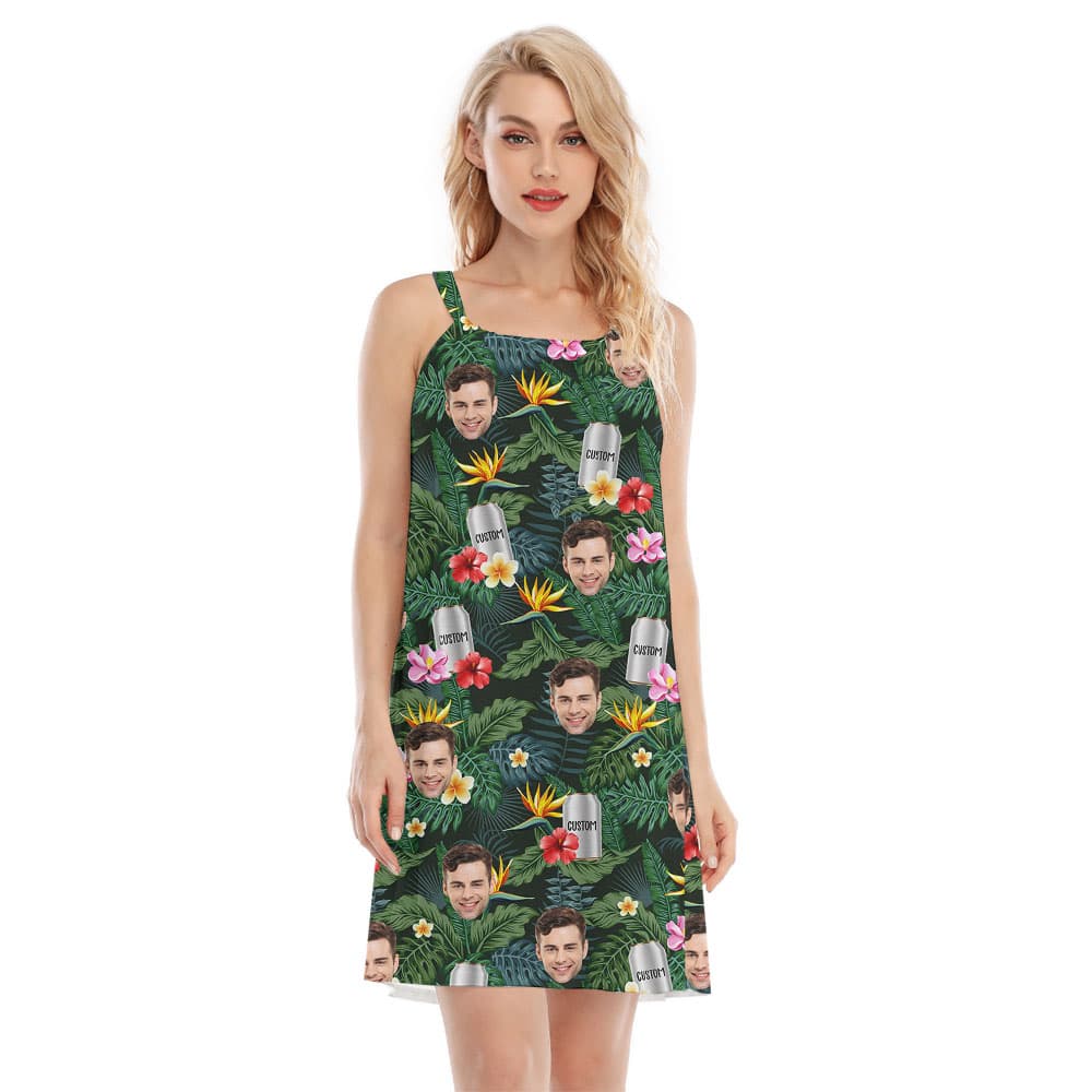 Personalized Your Own Beer Can Cami Dress With Face1