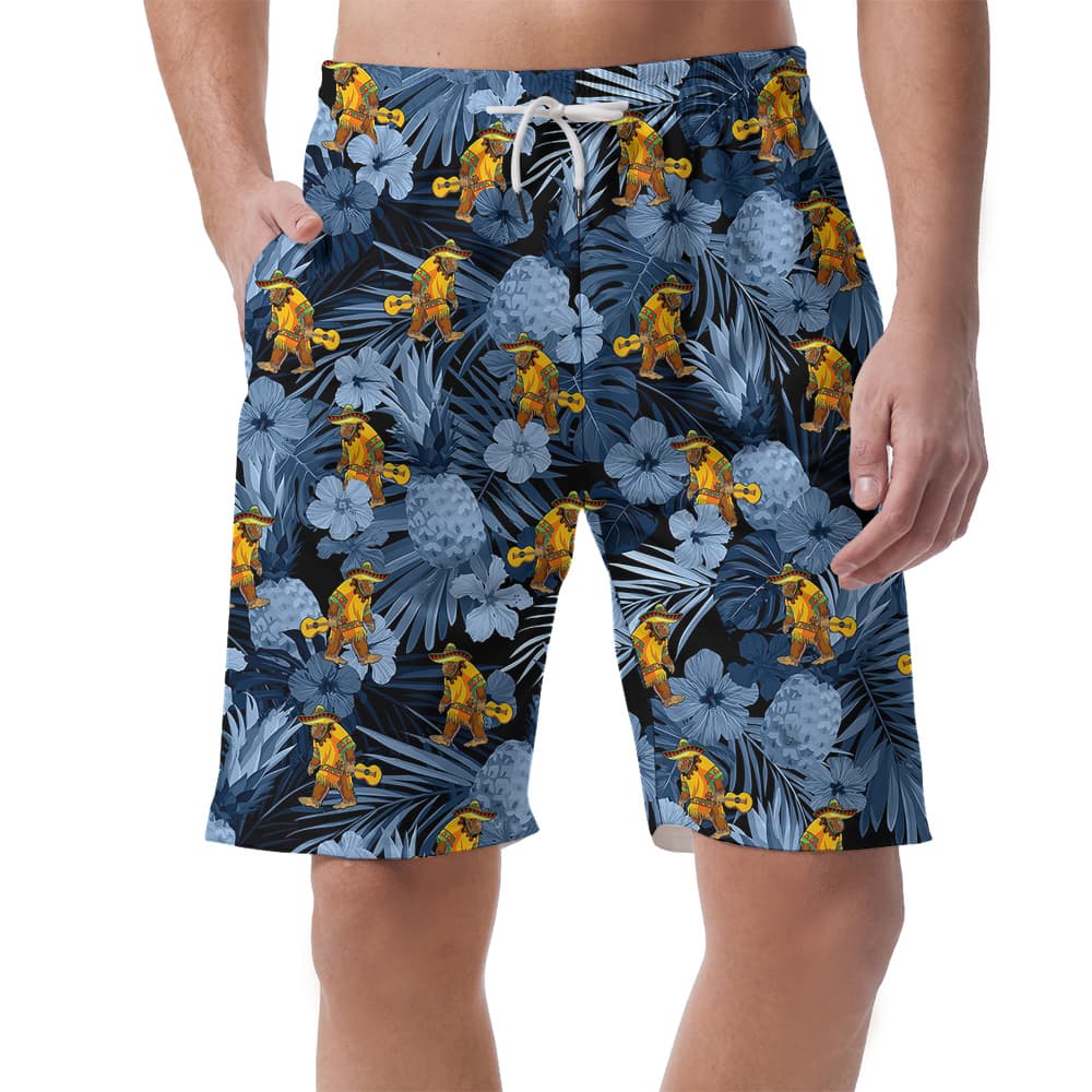 Pineapple Tropical Mexican Sasquatch Men's Hawaiian Beach Shorts