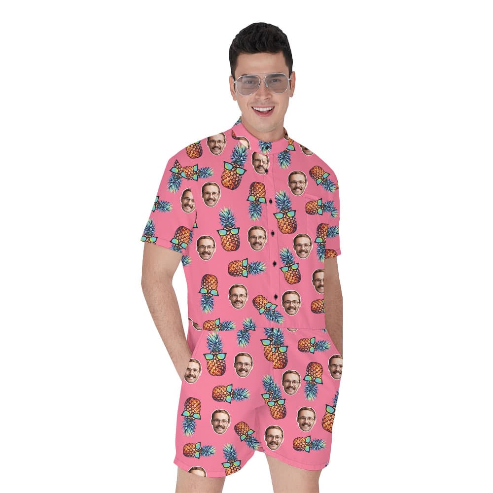 Pink Male Romper With Pineapple And Custom Face1