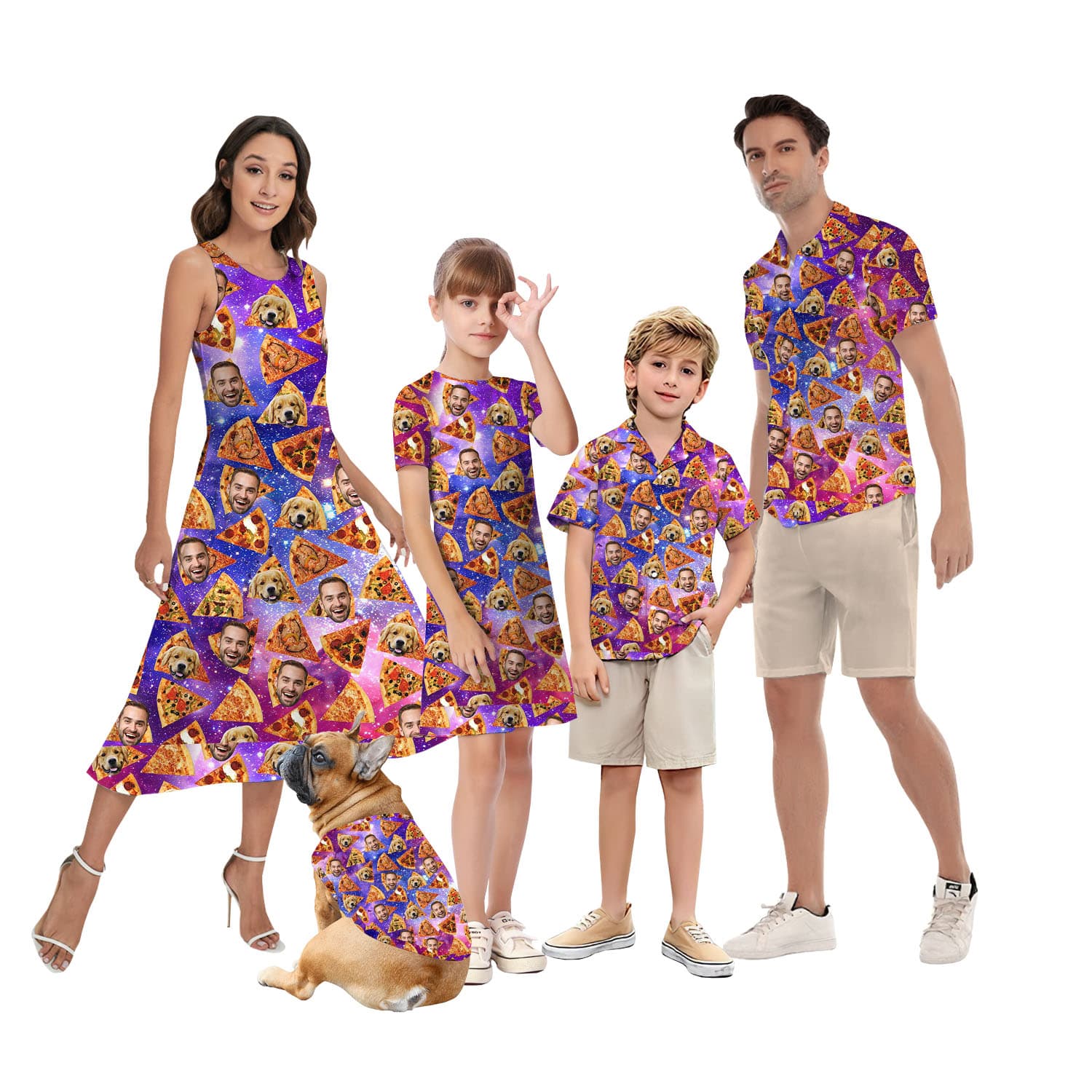 Pizza Custom Face Matching Hawaiian Couple Outfits1