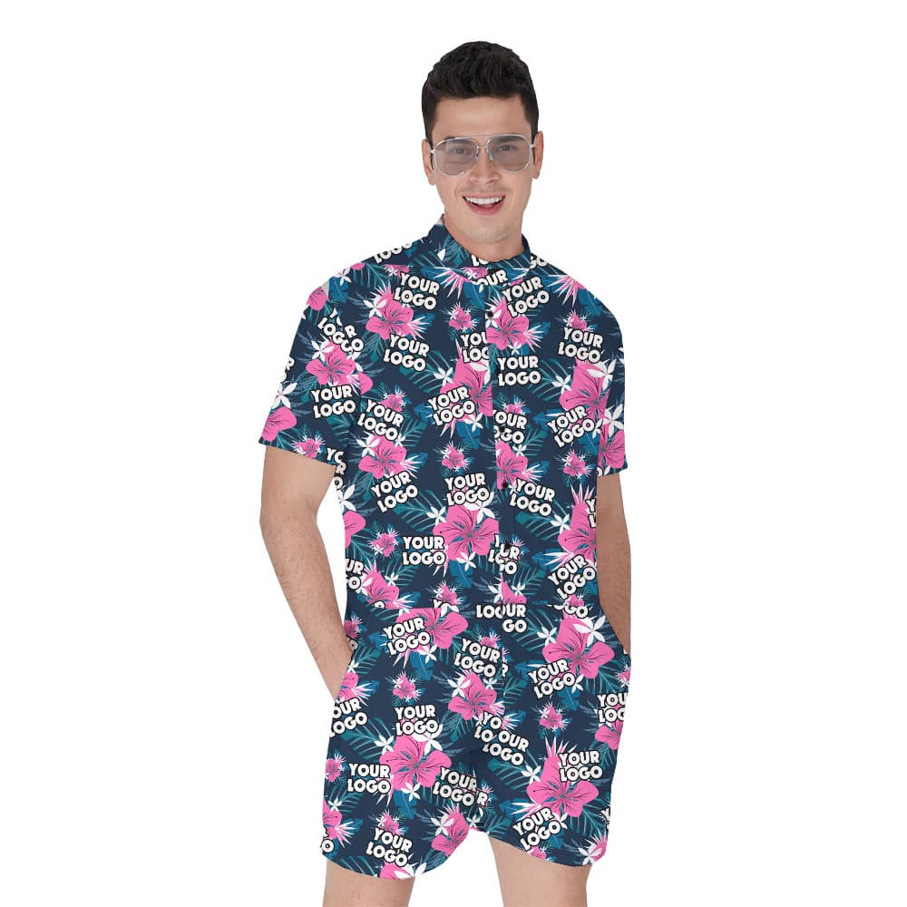 Purple Custom Face Men's Tropical Romper1
