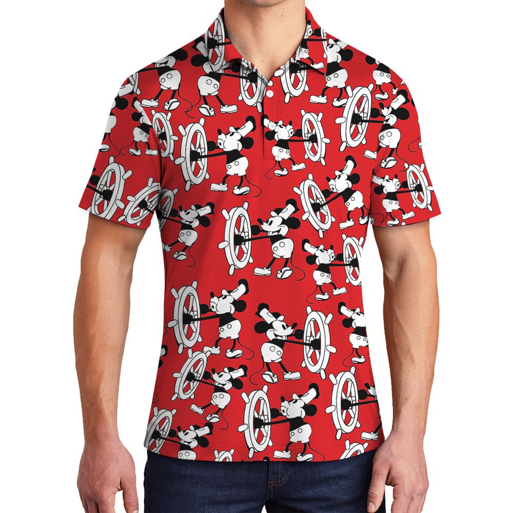 Retro Mickey 1928 - Steamboat Willie Hawaiian Polo Shirt