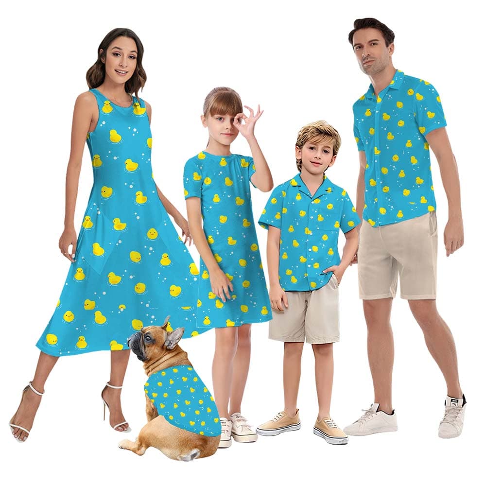 Rubber Duck Blue Matching Family Hawaiian Outfits1