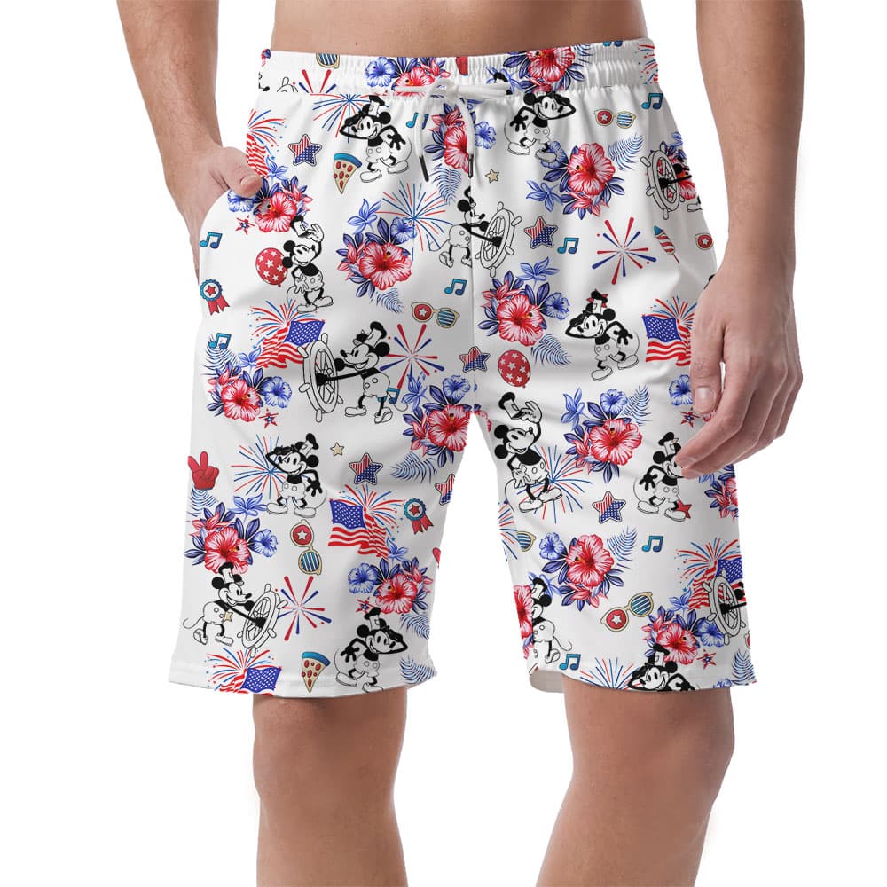 Steamboat Willie Mickey Happy Independence Day Shorts1