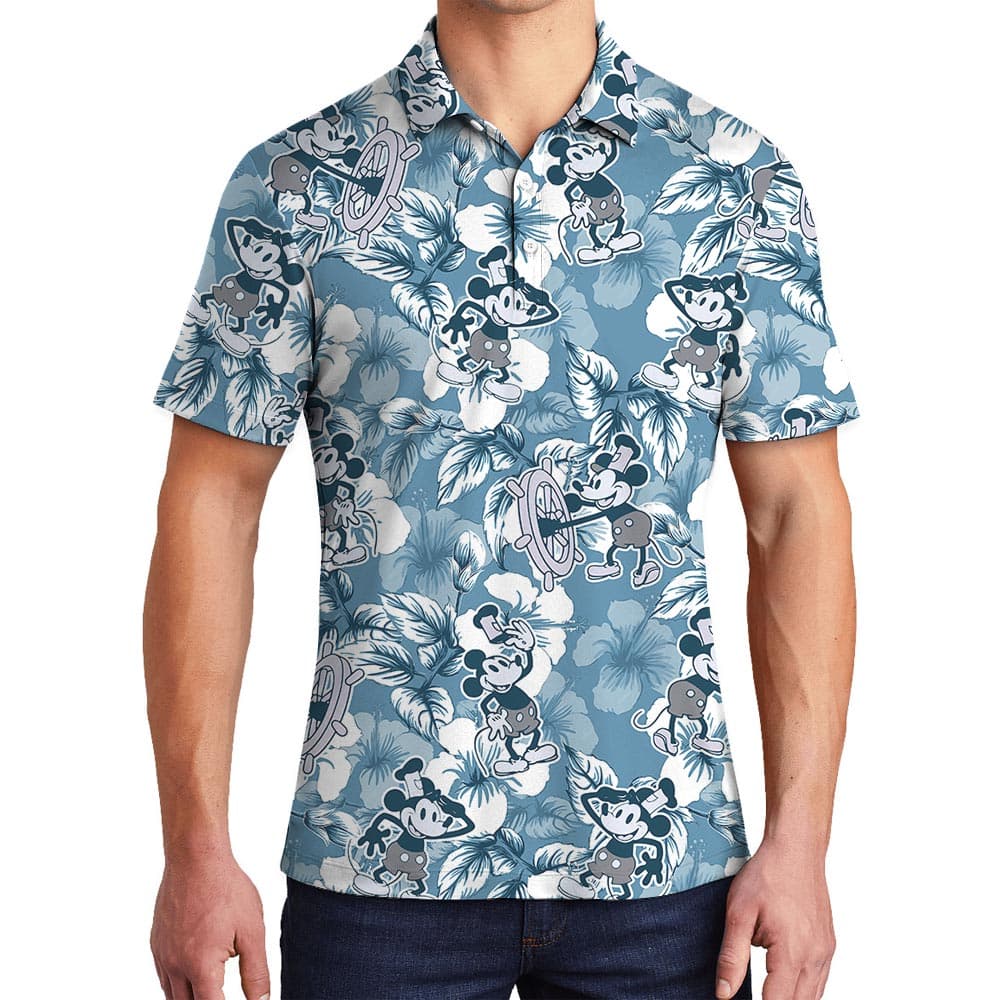Steamboat Willie Mickey Hawaiian Polo Shirt For Men