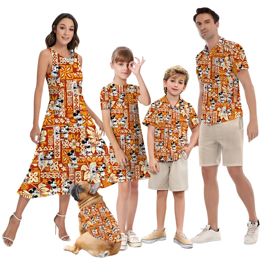 Steamboat Willie Mickey Matching Family Aloha Outfits