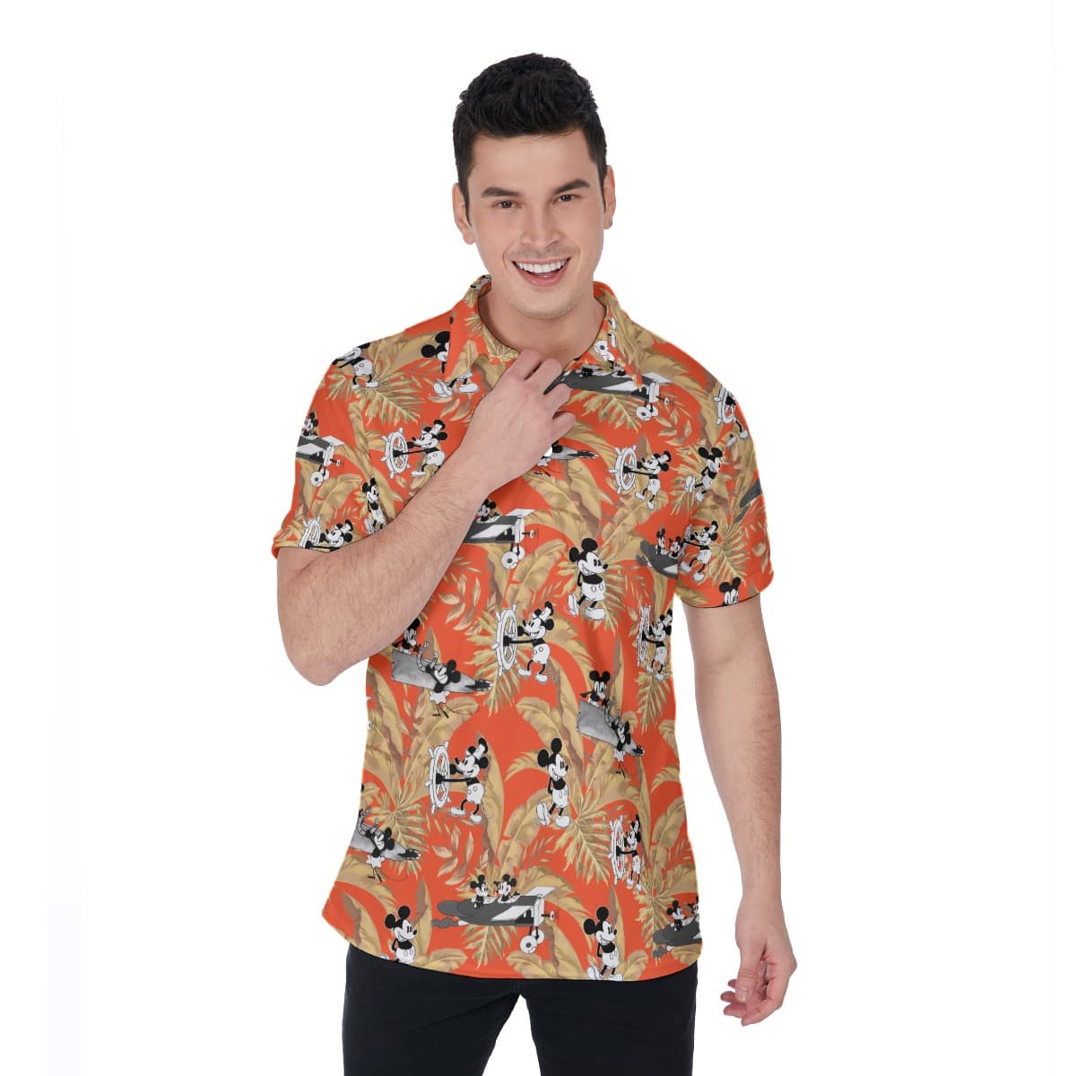 Steamboat Willie Mickey Tropical Polo Shirt for Men