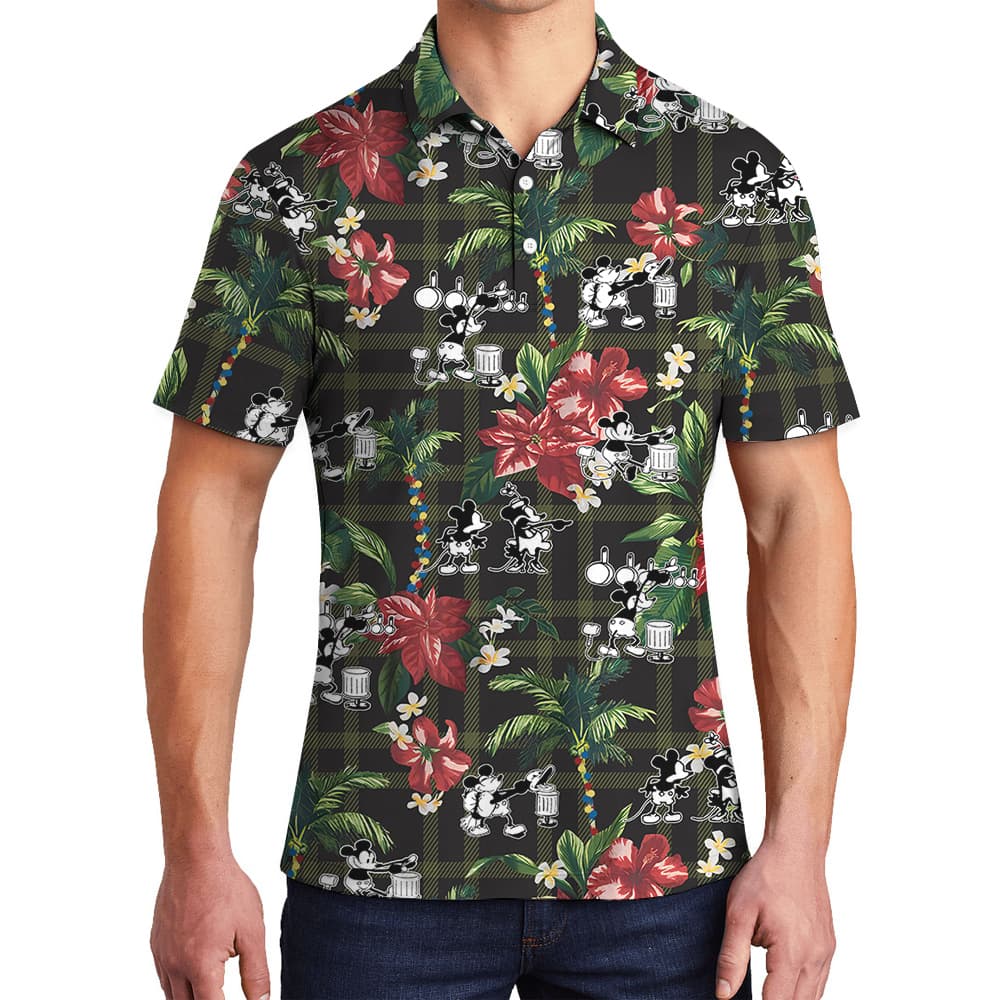 Summery Mickey Steamboat Willie 1928 Aloha Polo Shirts1