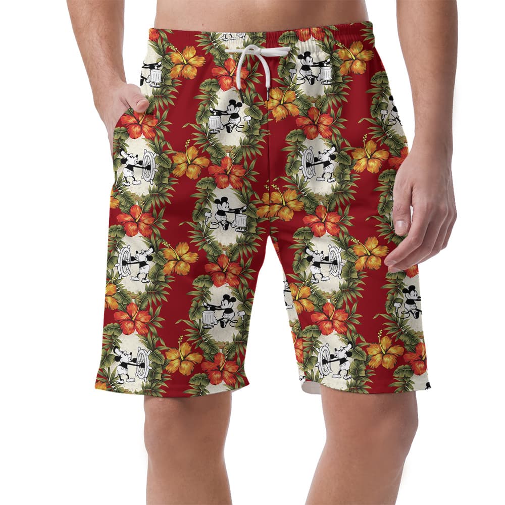 Summery Red Mickey 1928 Hawaiian Shorts For Men1