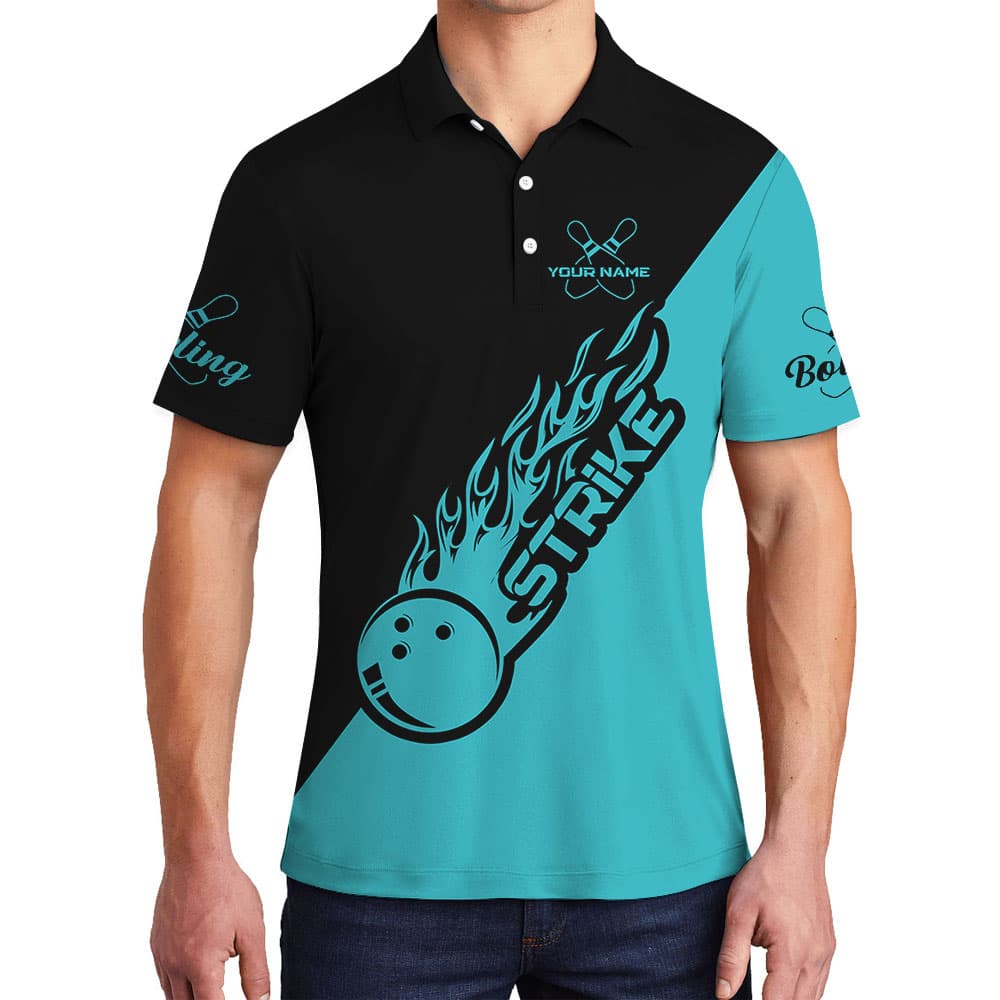 Teal Custom Bowling Team Collared Shirt1