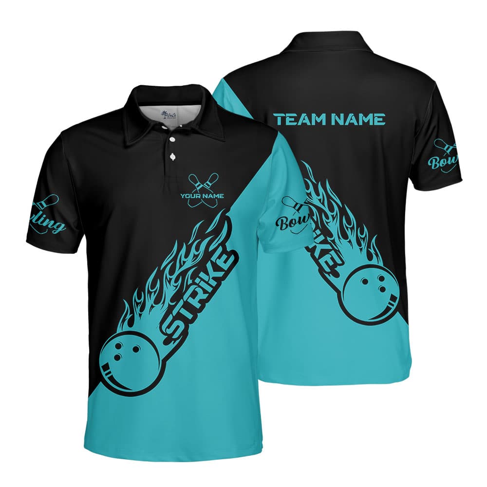Teal Custom Bowling Team Collared Shirt1