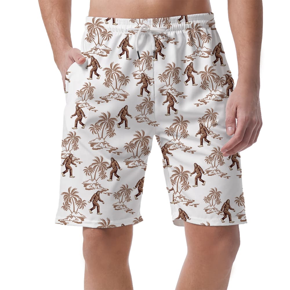 Tropical Bigfoot Vintage Hawaiian Beach Shorts For Men