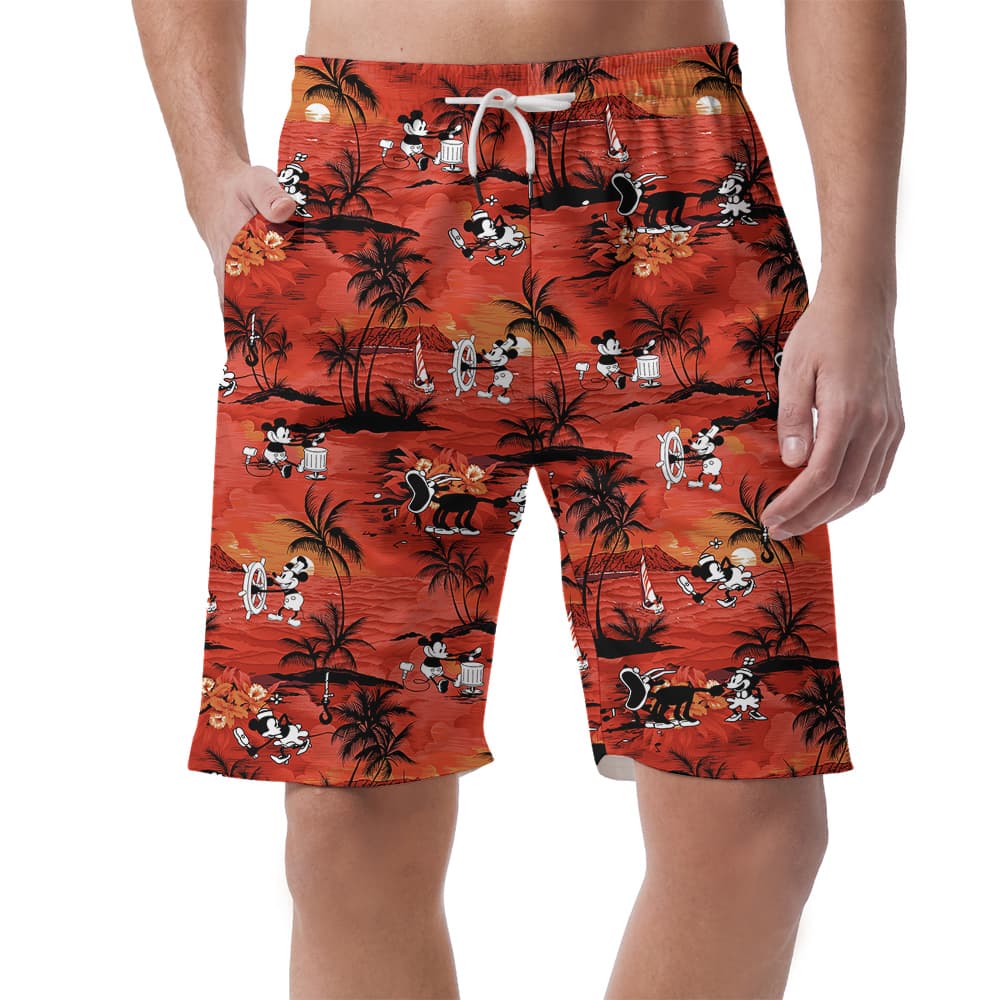 Tropical Sunset Beach Mickey Men's Summer Shorts