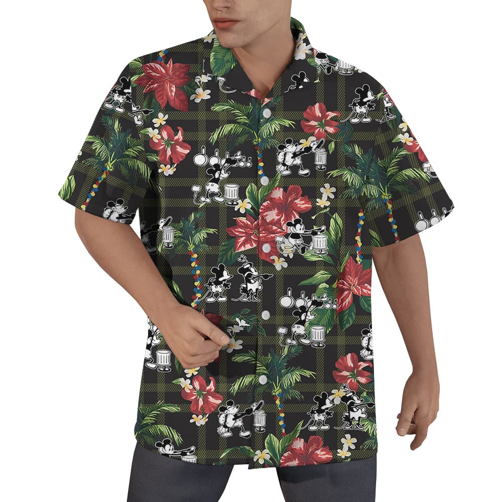 Vibrant Mickey Steamboat Willie 1928 Hawaiian Men Shirt1