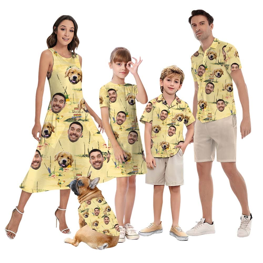 Vintage Beach Couples Hawaiian Outfits With Faces1
