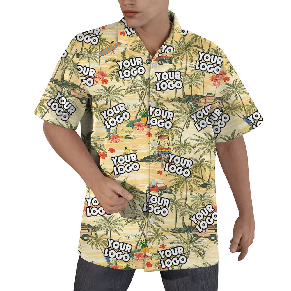 Vintage Custom Logo Yellow Hawaiian Shirt1