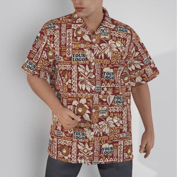 Vintage Orange Hawaiian Shirts With Logo Baseball Team