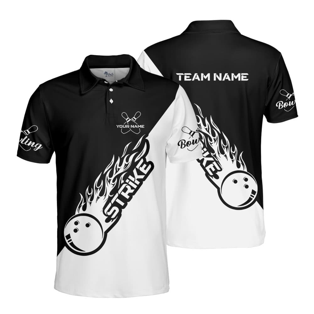 White And Black Custom Bowling Team Polo Shirt For Men1