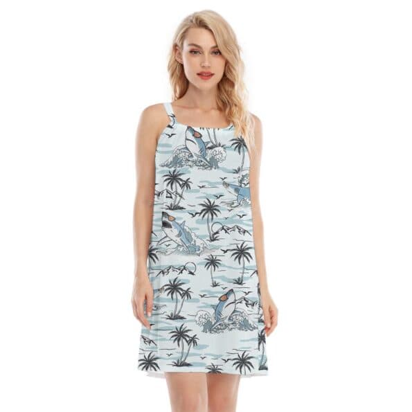 Women's Hawaiian Dress With Shark Print For Summer