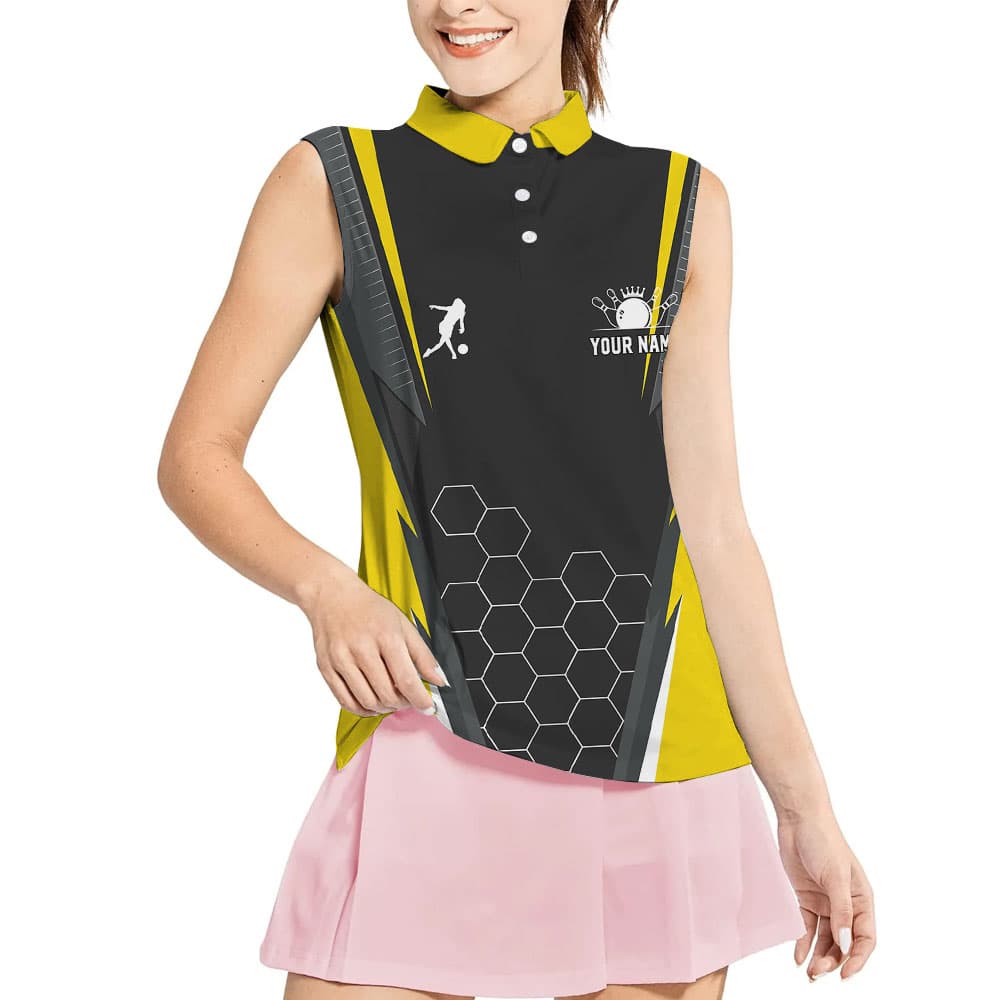 Yellow Bowling Team Sleeveless Top With Personalization1