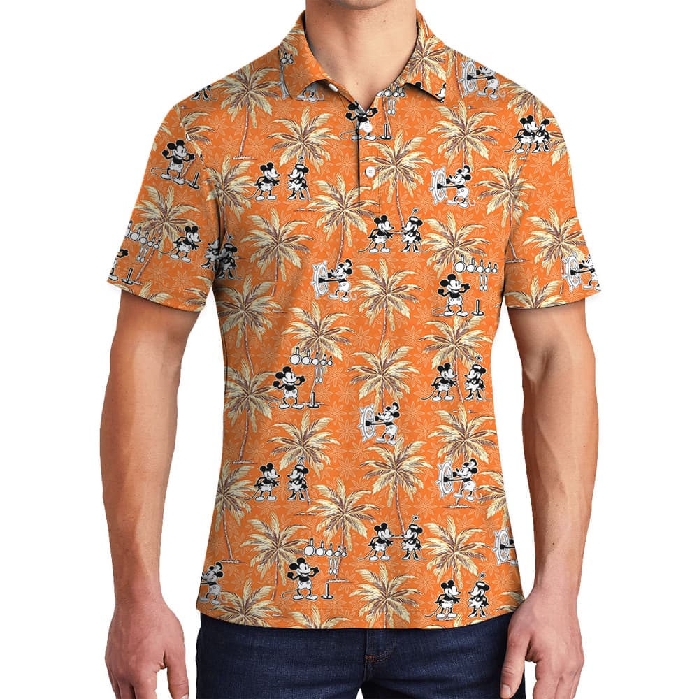 1928 Orange Mickey Steamboat Willie Polo Shirt for Men1
