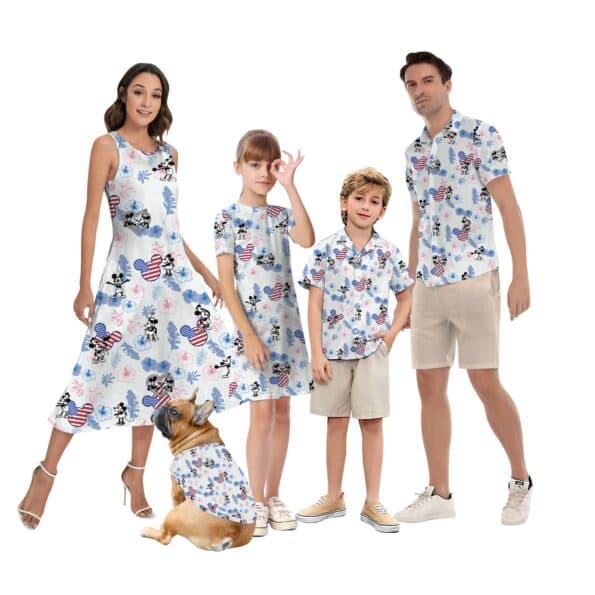 4th Of July Mickey Mouse Matching Family Hawaiian Outfits Steamboat Willie