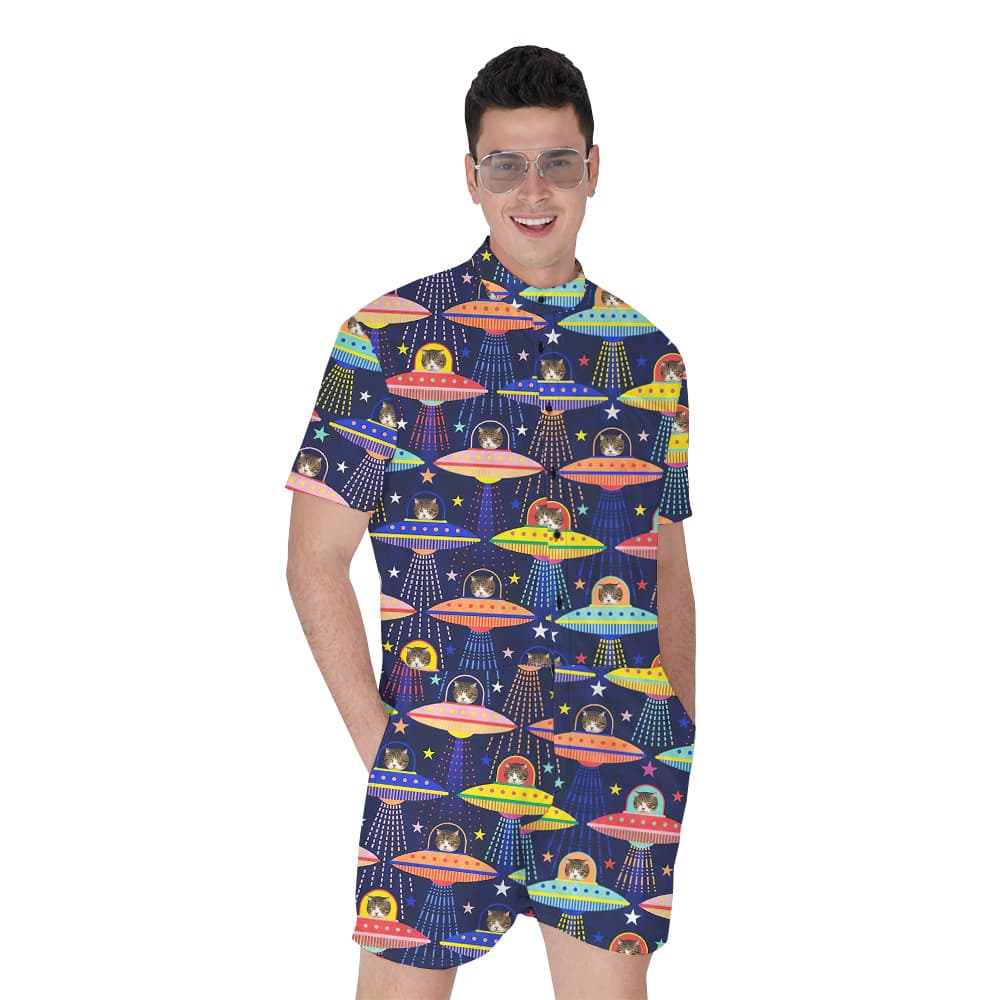 Alien Cat Custom Pet Hawaiian Romper for Men1