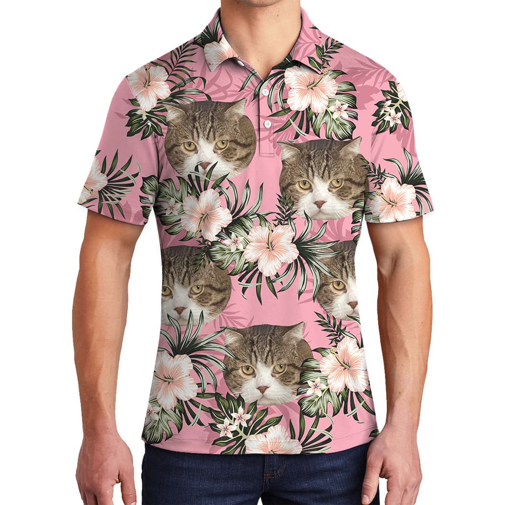 Aloha-meow Custom Pet Hawaiian Polo Shirt for Men1