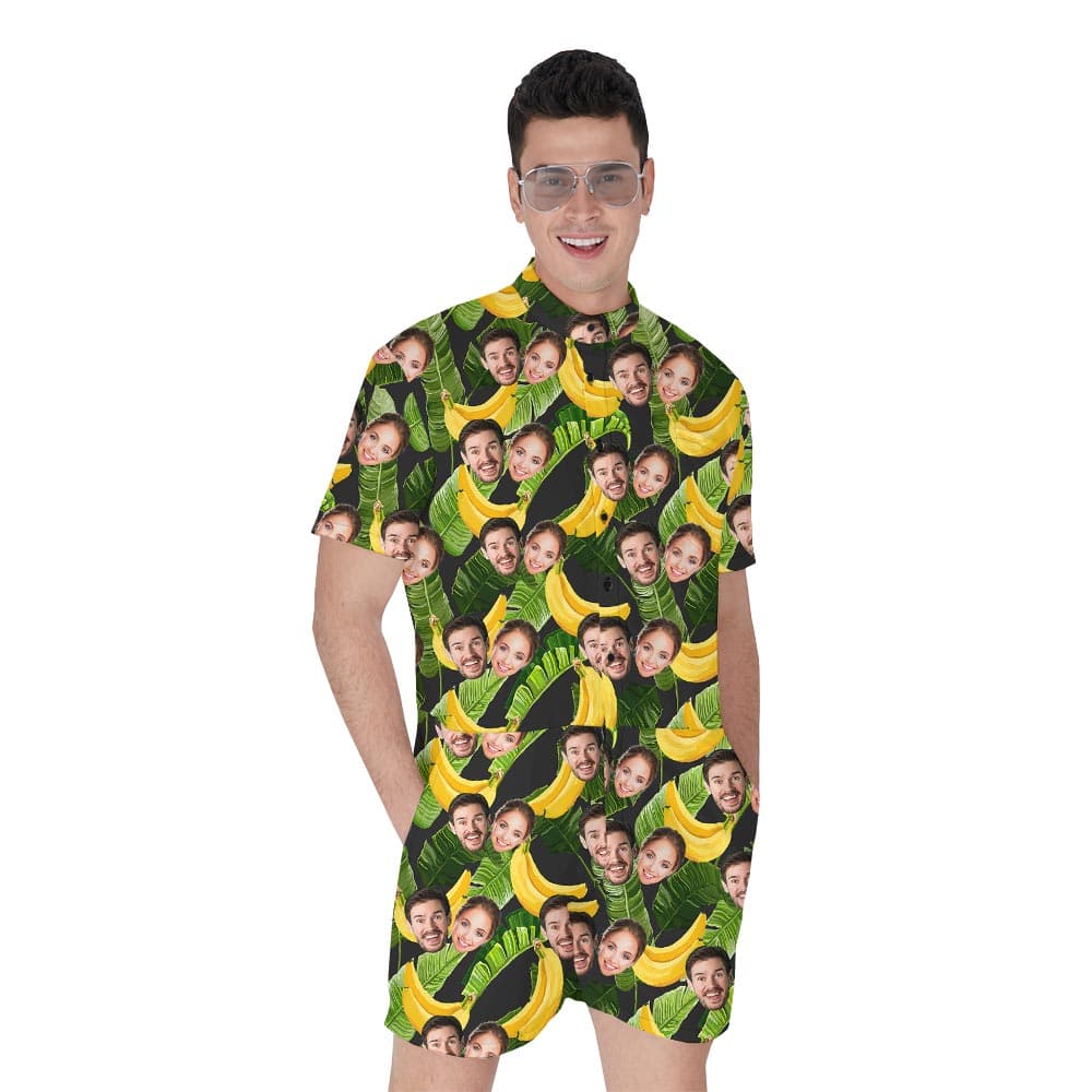 Personalized Couple Banana Hawaiian Romper Men