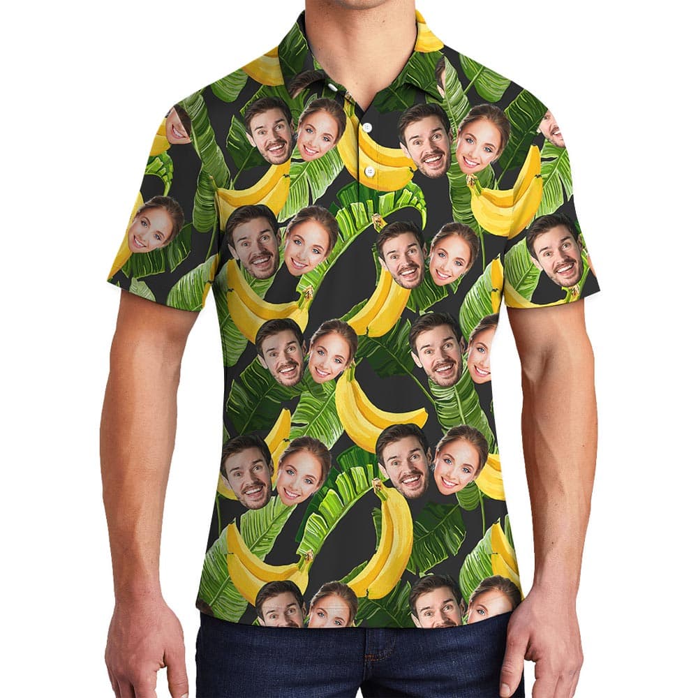 Funny Banana Hawaiian Custom Couple Polo Men
