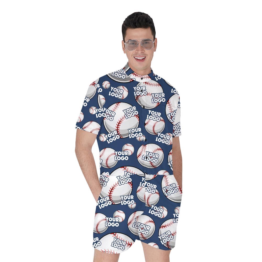 Custom Logo Hawaiian Baseball Romper Men