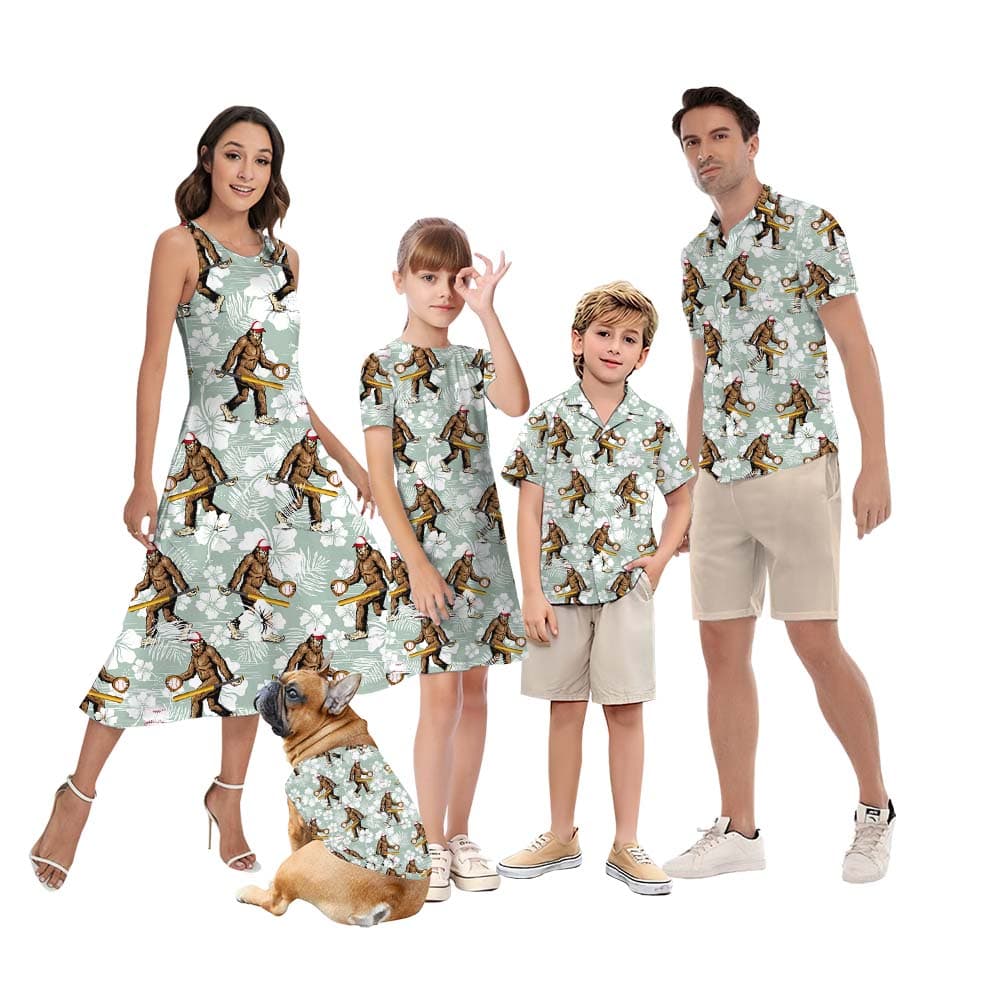 Baseball-Themed Bigfoot Matching Hawaiian Family Outfits6