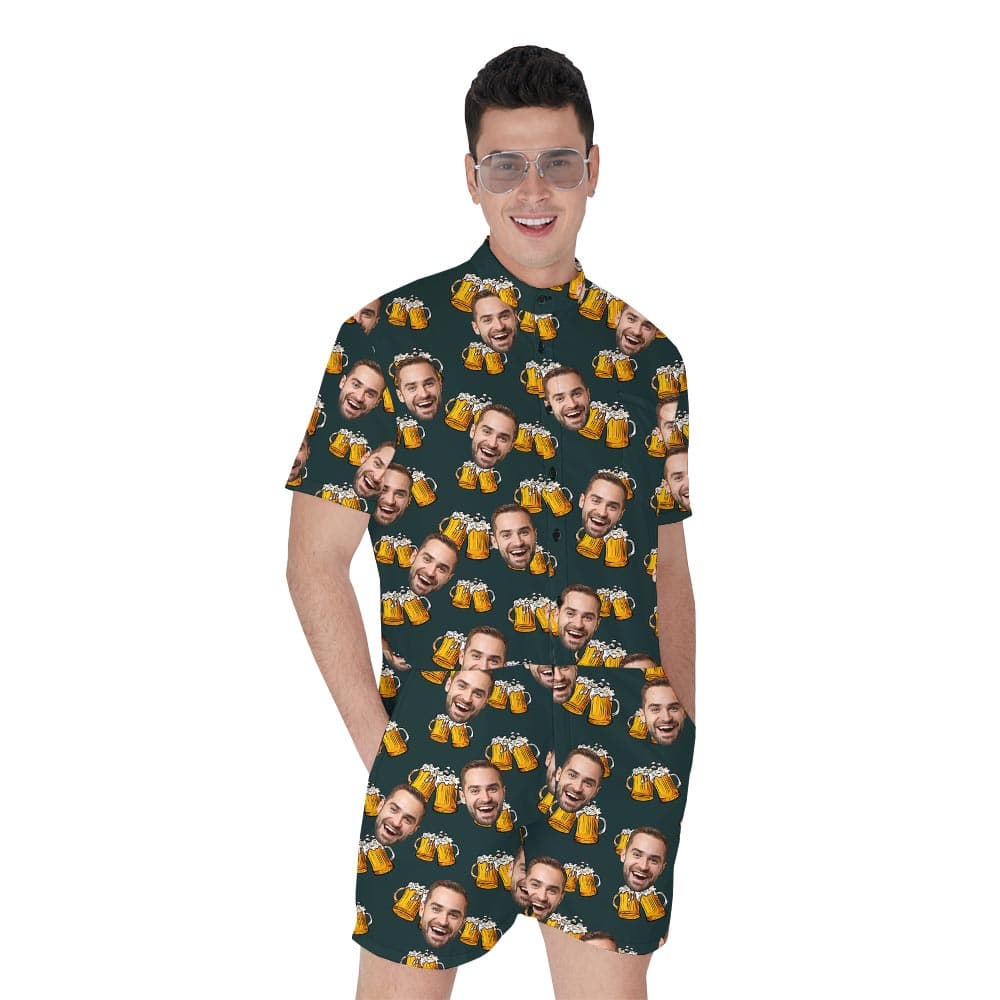 Custom Men's Hawaiian Romper For Beer Lover