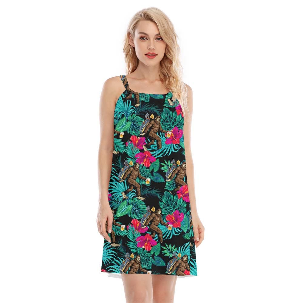 Bigfoot Golfer Beer Tropical Cami Women's Dress3