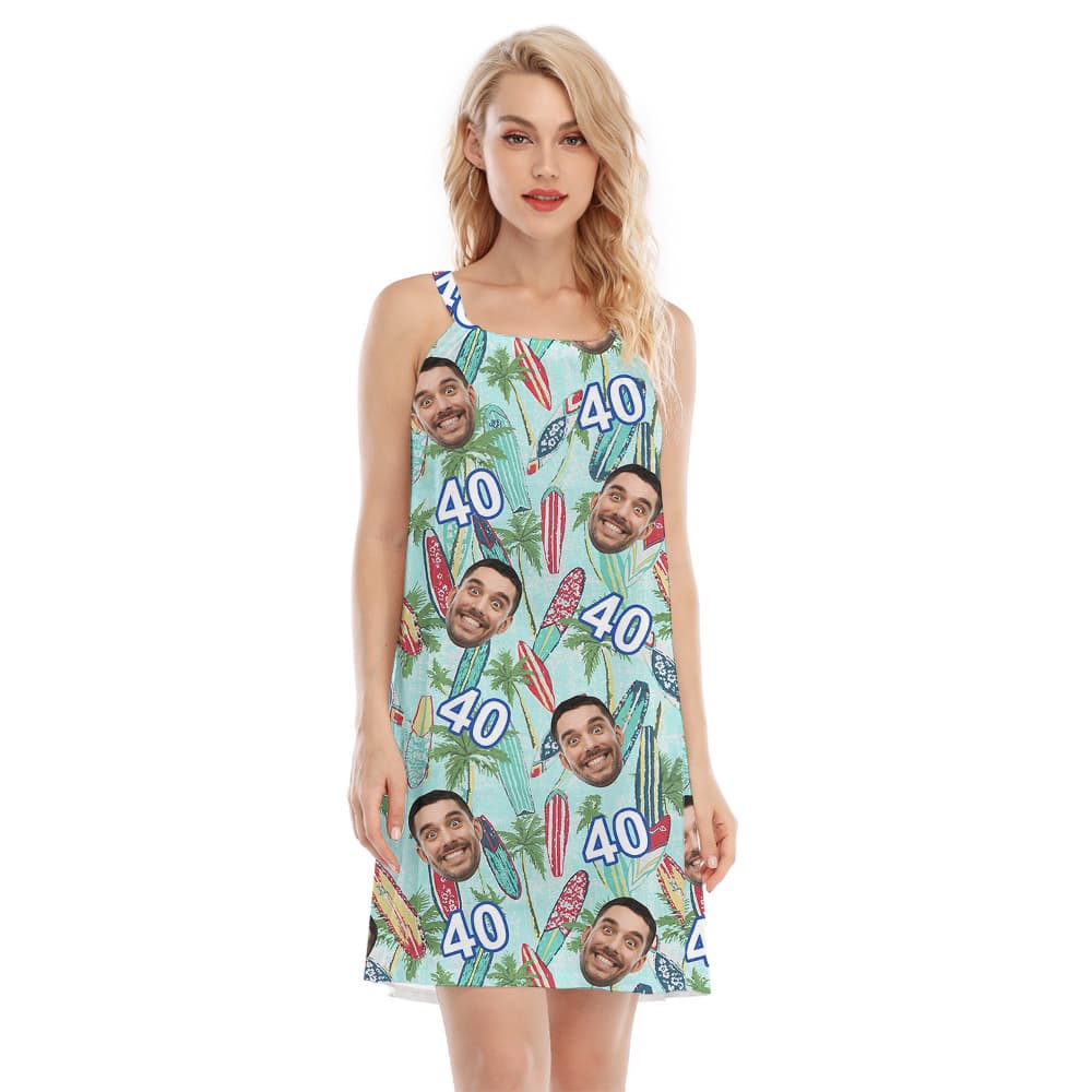 Birthday Aloha Cami Dress for Surfer Lovers with Custom Face and Age1