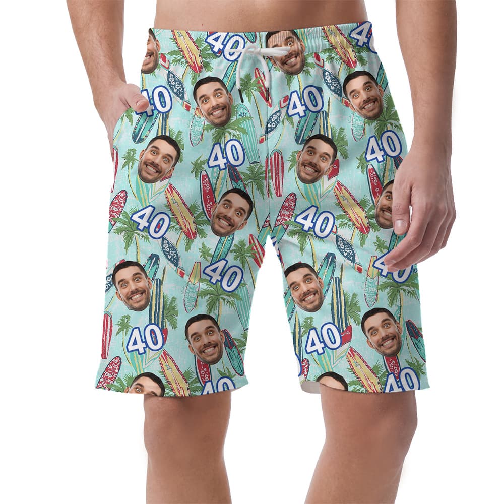 Birthday Hawaiian Short Mens for Surfer Lovers with Custom Face and Age1