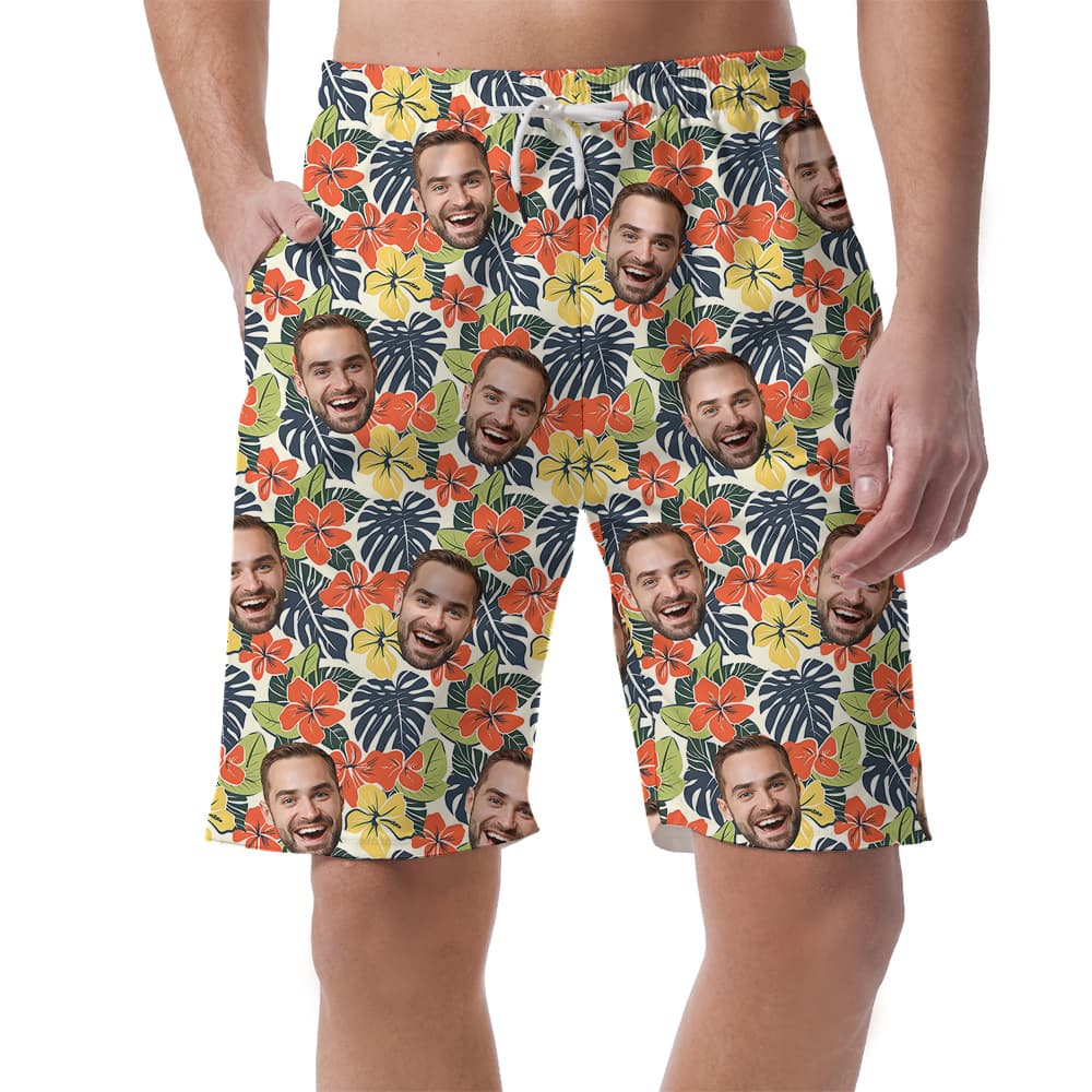 Birthday Island Escape Hawaiian Short for Men with Face Custom1