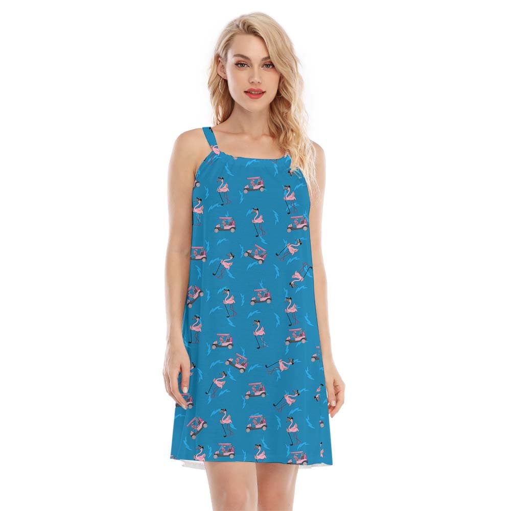 Blue Golf Flamingo Women's Cami Dress1