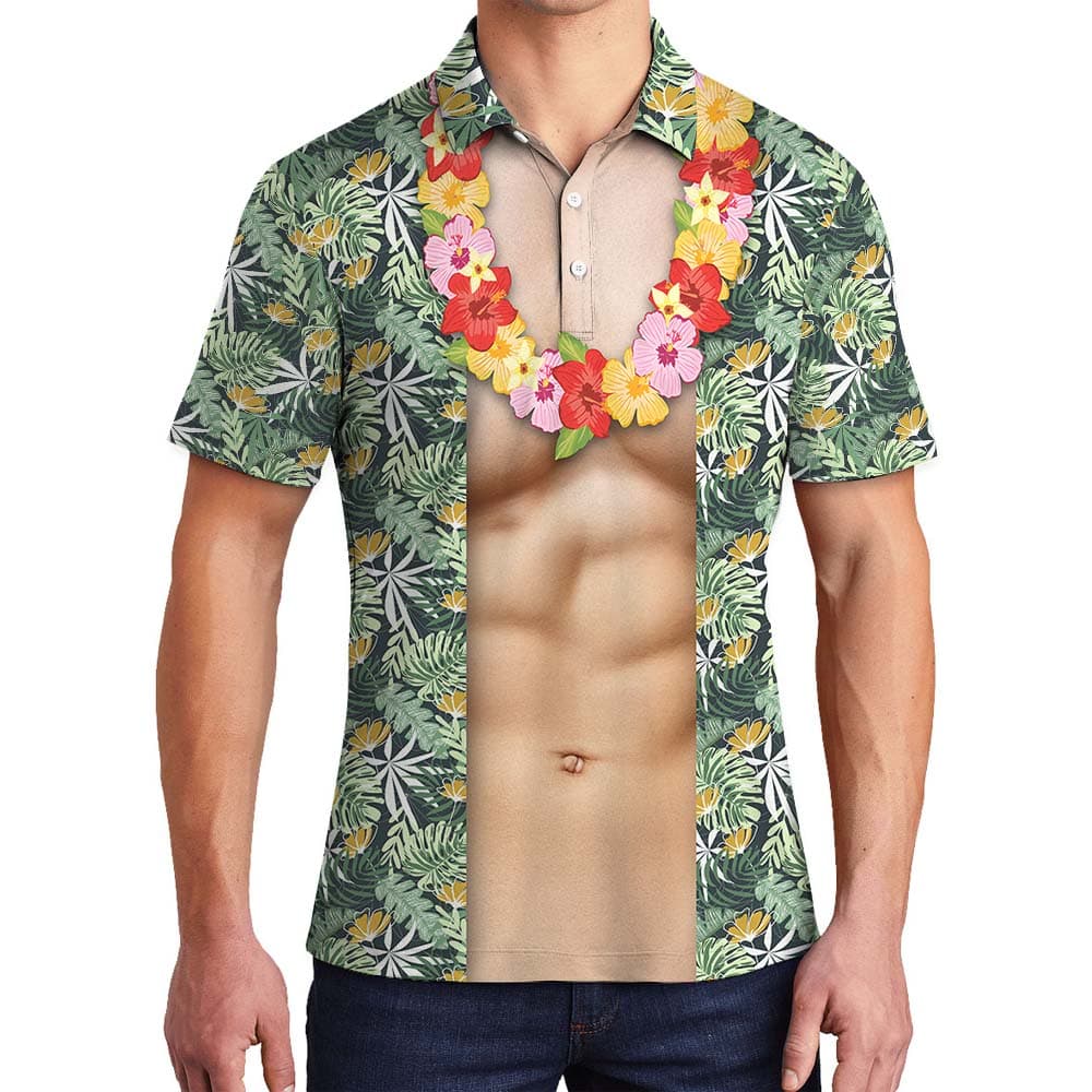 Body Muscle Hawaiian Men's Polo Shirts4