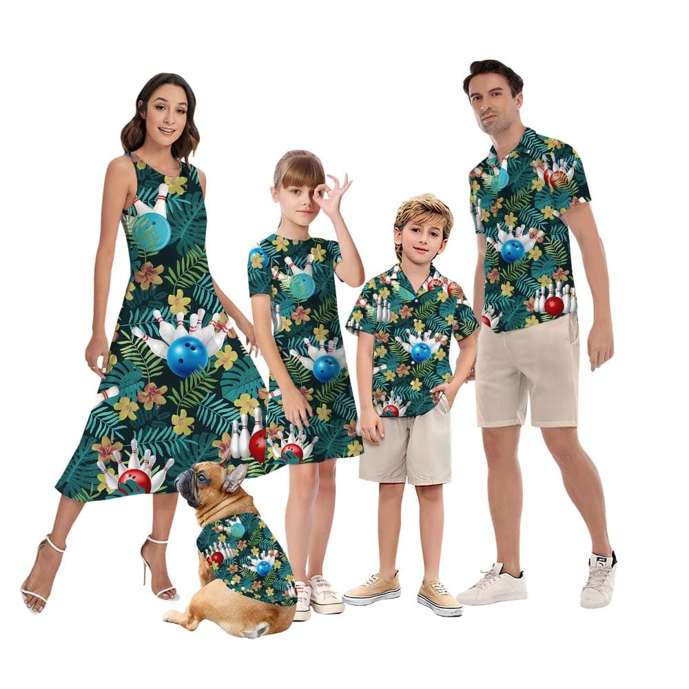 Bowling Tropical Matching Family Hawaiian Outfits5