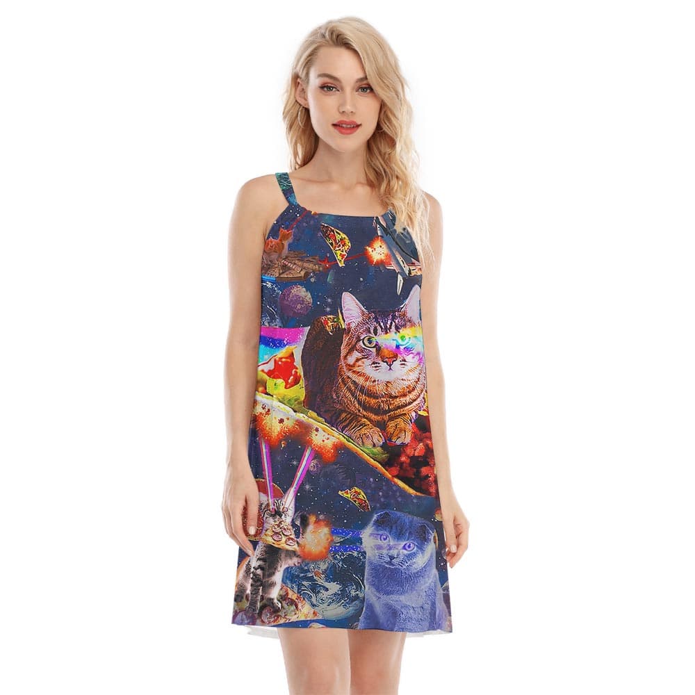 Women's Hawaiian Cami Dress For Cat Lover