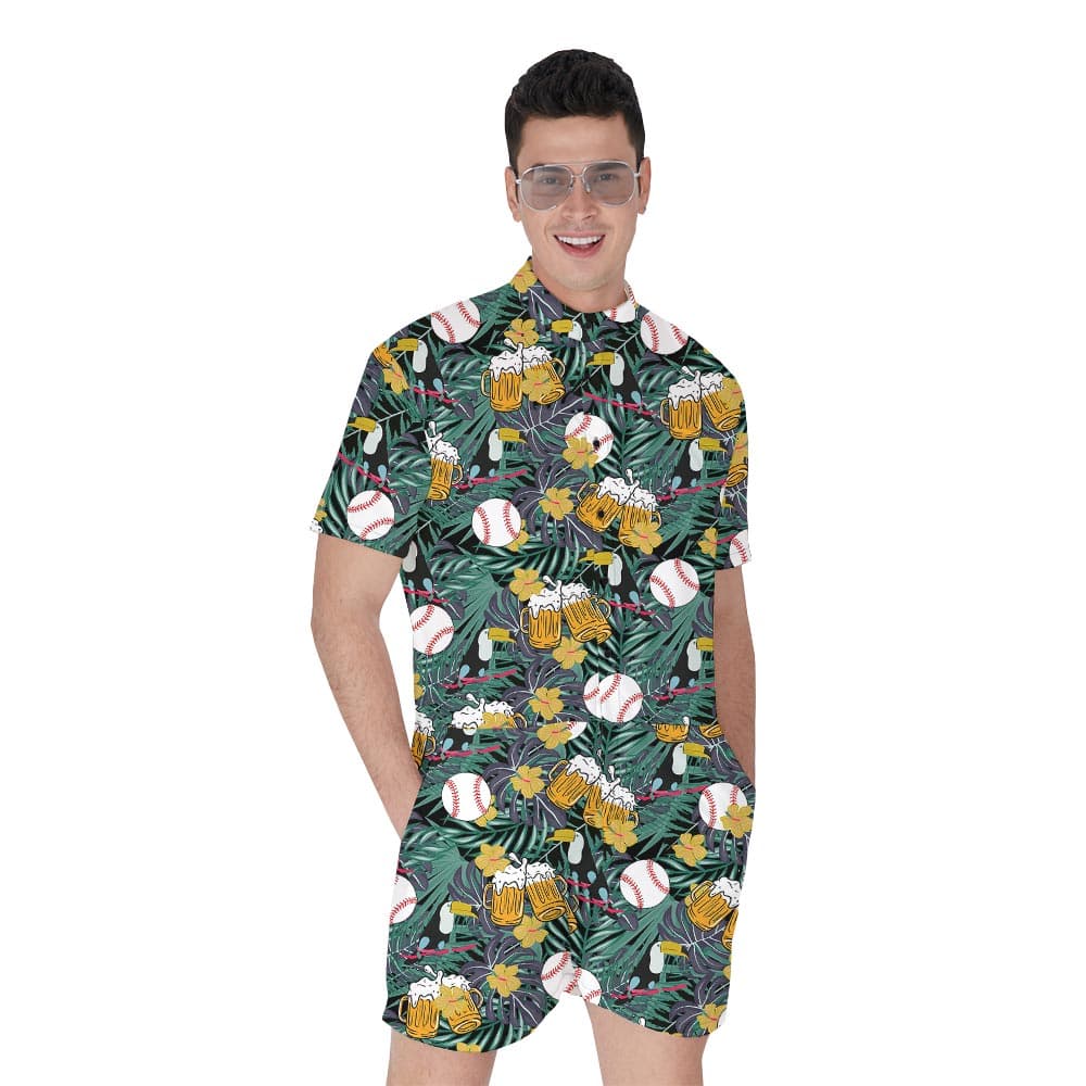 Hawaiian Men's Romper With Cheer Baseball